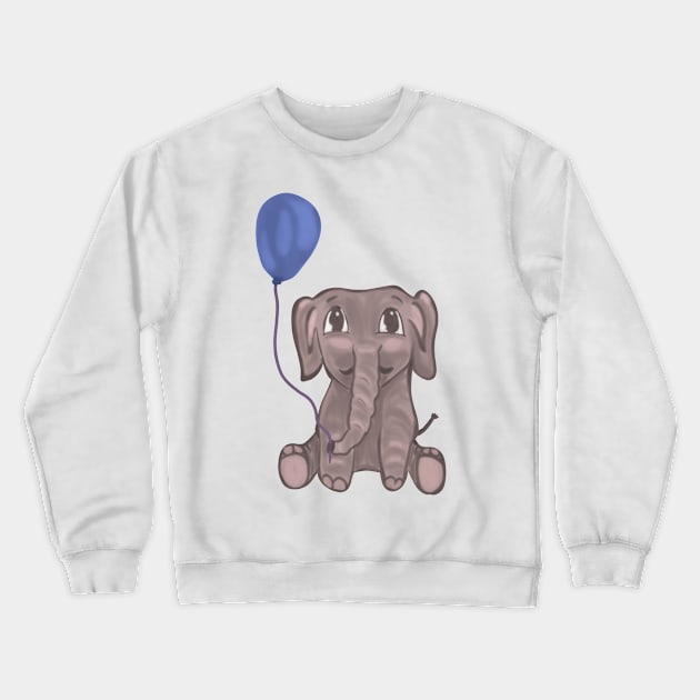 Baby elephant with balloon Crewneck Sweatshirt by Antiope